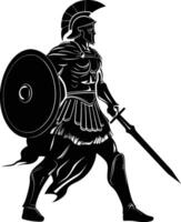 ai generato silhouette antico greco guerriero nero colore solo vettore