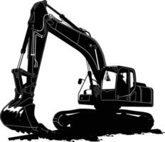 ai generato silhouette scavatrice pesante costruzione attrezzatura nero colore solo vettore