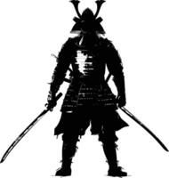 ai generato silhouette giapponese shogun guerriero nero colore solo vettore