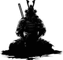 ai generato silhouette giapponese shogun guerriero nero colore solo vettore