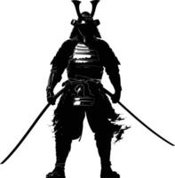 ai generato silhouette giapponese shogun guerriero nero colore solo vettore