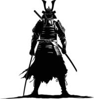 ai generato silhouette giapponese shogun guerriero nero colore solo vettore