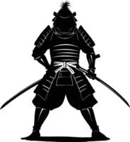 ai generato silhouette giapponese shogun guerriero nero colore solo vettore