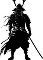 ai generato silhouette giapponese shogun guerriero nero colore solo vettore