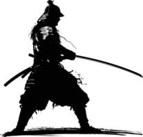 ai generato silhouette giapponese shogun guerriero nero colore solo vettore