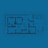 architettura Piano con arredamento. casa pavimento Piano, isolato su blu sfondo, azione illustrazione. vettore eps 10.