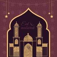 eid mubarak confine design con moschea e islamico ornamento vettore