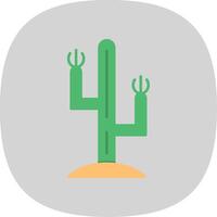 cactus piatto curva icona vettore