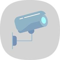 sicurezza telecamera piatto curva icona vettore