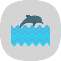 delfino piatto curva icona vettore