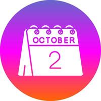 2 ° di ottobre glifo pendenza cerchio icona vettore