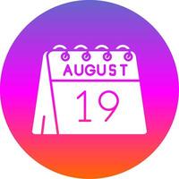 19 di agosto glifo pendenza cerchio icona vettore