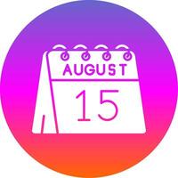 15 di agosto glifo pendenza cerchio icona vettore