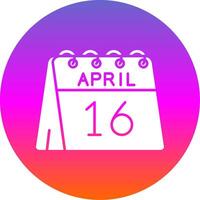 16 ° di aprile glifo pendenza cerchio icona vettore