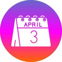 3 ° di aprile glifo pendenza cerchio icona vettore