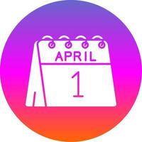 1 ° di aprile glifo pendenza cerchio icona vettore