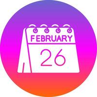 26th di febbraio glifo pendenza cerchio icona vettore