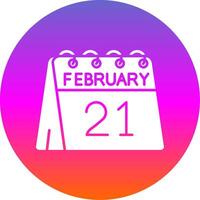 21 di febbraio glifo pendenza cerchio icona vettore