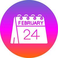 24 di febbraio glifo pendenza cerchio icona vettore