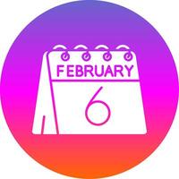 6 ° di febbraio glifo pendenza cerchio icona vettore