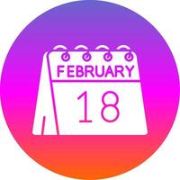18 ° di febbraio glifo pendenza cerchio icona vettore