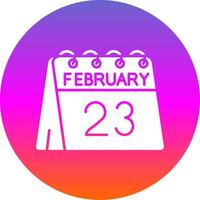 23 di febbraio glifo pendenza cerchio icona vettore