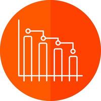 bar grafico linea rosso cerchio icona vettore