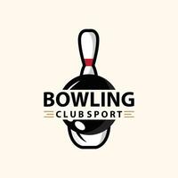 bowling gli sport club logo, bowling palla e perno design vettore torneo templet illustrazione