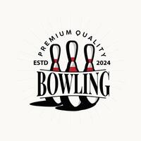 bowling gli sport club logo, bowling palla e perno design vettore torneo templet illustrazione