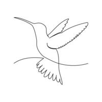 continuo singolo linea disegno di selvaggio volante colibrì linea arte vettore illustrazione disegno..