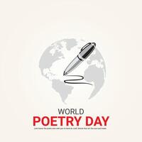mondo poesia giorno, creativo Annunci design. media manifesto vettore 3d illustrazione