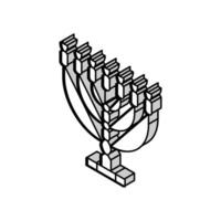 menorah ebraico isometrico icona vettore illustrazione