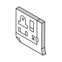 2d redazione architettonico redattore isometrico icona vettore illustrazione