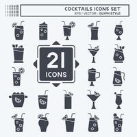 icona impostato cocktail. relazionato per ristoranti simbolo. glifo stile. semplice design modificabile. semplice illustrazione vettore