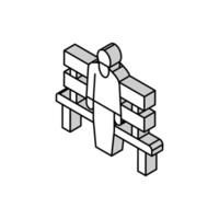 anziano uomo seduta su panchina isometrico icona vettore illustrazione