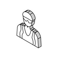 femmina ciclista isometrico icona vettore illustrazione