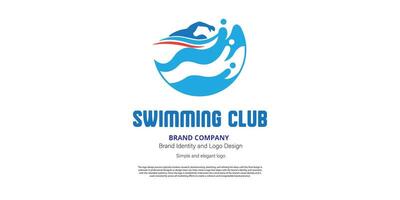 nuoto logo design per nuoto club o grafico progettista vettore