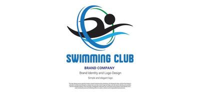 nuoto logo design per nuoto club o grafico progettista vettore