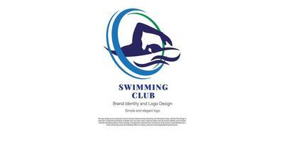 nuoto logo design per nuoto club o grafico progettista vettore