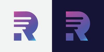 moderno lettera r Tech logo design vettore
