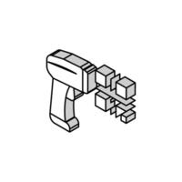 pistola per lettura bar codice isometrico icona vettore illustrazione