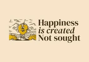 felicità è creato non cercato. personaggio di un' contento fragola nel il giardino vettore