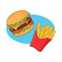 illustrazione di hamburger e patatine fritte vettore