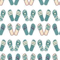 senza soluzione di continuità Flip flop modello. colore estate sfondo. verde ripetere sfondo. cartone animato piatto illustrazione vettore