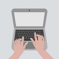 vettore illustrazione di umano mani digitando su un' il computer portatile tastiera del computer.