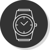 elegante orologio linea grigio icona vettore