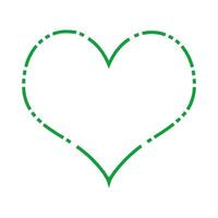 verde tratteggiata cuore linea telaio vettore