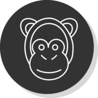 scimmia linea grigio icona vettore