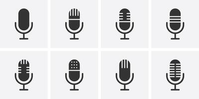 microfono icona impostare. Podcast icona impostare. vettore illustrazione
