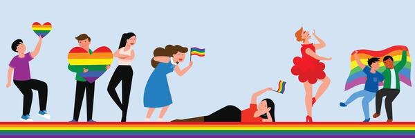 compreso orgoglio bandiera strano lgbtqia bipo, trans, gay, lesbica, LGBTQ orgoglio mese orgoglio pendenza sfondo con LGBTQ orgoglio bandiera colori arcobaleno elementi. vettore illustrazione